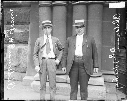 Sheldon “Frank” Govier, left, Chicago’s 9th Ward alderman, attempted to restrict the Black Sox from playing baseball in 1921 by revoking the license of a ballpark operator, but his resolution in the City Council was turned down. (Chicago Daily News Collection, Chicago History Museum, DN-0070379)